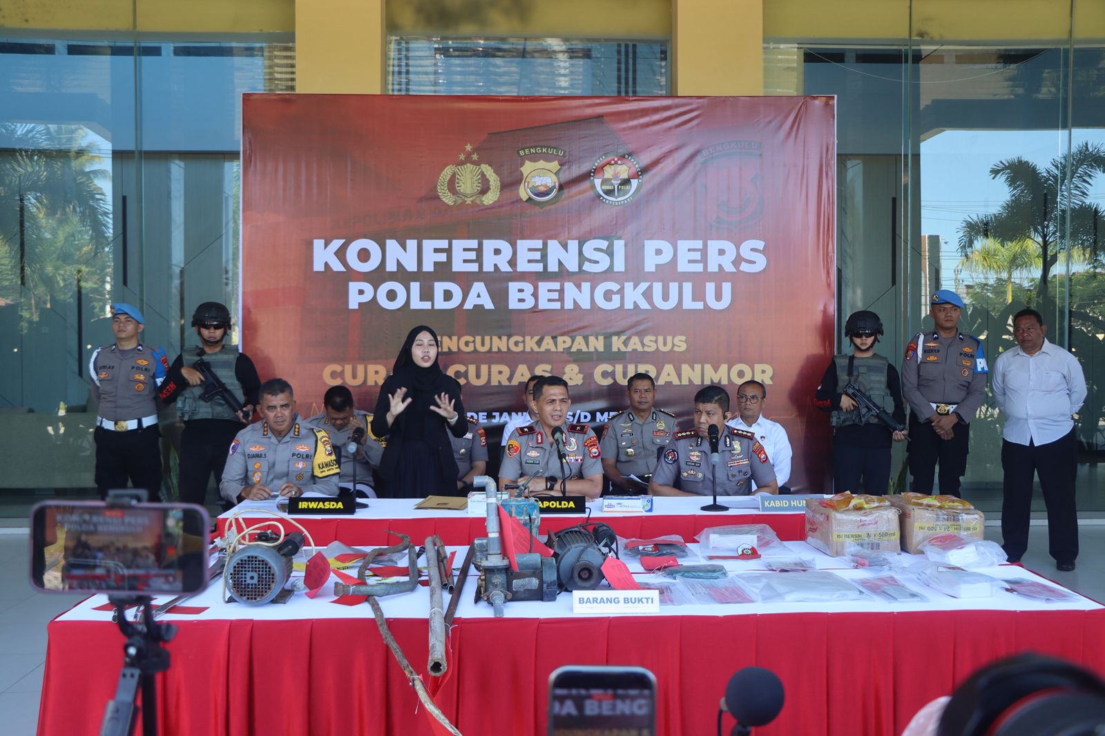 Konferensi Pers Kasus 3C, Polda Bengkulu Ungkap Ratusan Kasus Curat, Curas, dan Curanmor